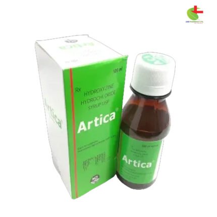 Artica Hydrochloride provides relief from anxiety, tension, and pruritus (itching) due to allergic conditions. It is used as a sedative for premedication and post-anesthesia care. Artica is an anxiolytic antihistamine with muscle relaxant, bronchodilator, and antihistaminic properties. Always consult a healthcare professional before use, especially for long-term treatment.