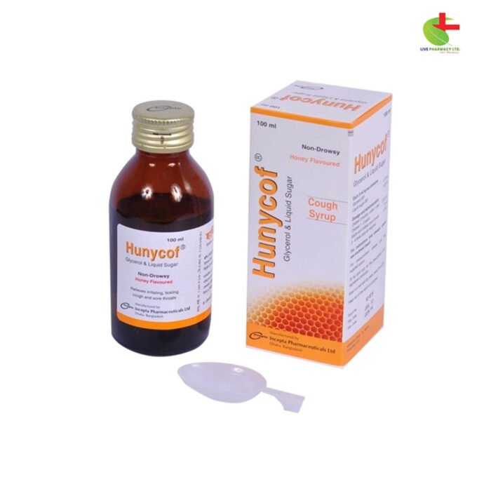 Hunycof Cough Syrup for Dry Cough & Sore Throat - Live Pharmacy | Incepta Pharmaceuticals Ltd.