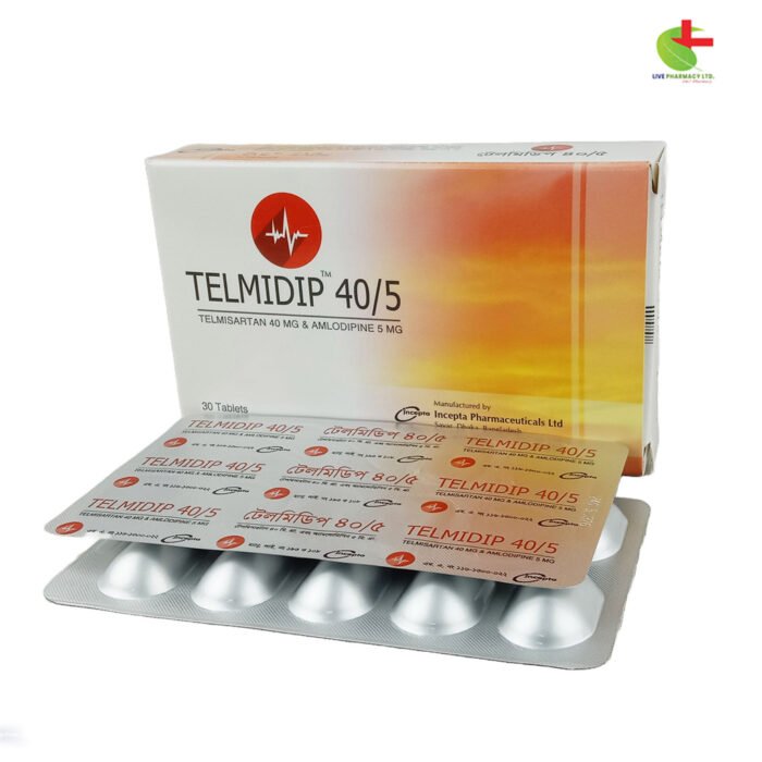 Telmidip, a combination of Telmisartan & Amlodipine, is used to treat hypertension effectively. Buy Telmidip online at Live Pharmacy. Fast delivery across..